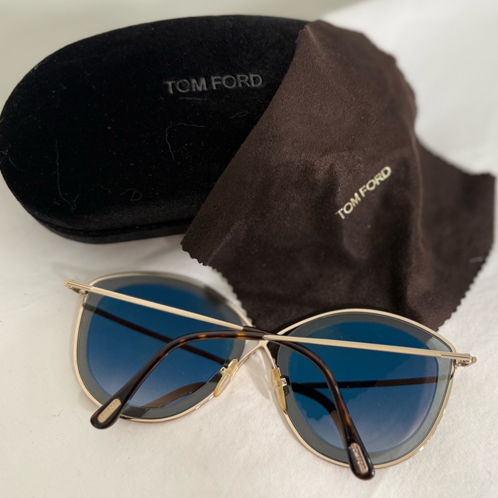 Tom Ford Gold Blue Double Bridge Sunglasses